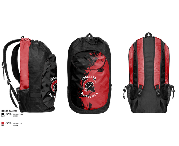 Gear Bag, Spartans, Men's Basketball, Teamtime, Team time, sublimation, custom sports apparel, team uniforms, spirit wear, spiritwear, sports uniforms, custom shirts, team store, custom team store, fundraiser sports, apparel fundraiser