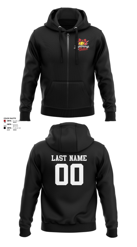 Zip Hoodie, Bluegrass Lightning Belles, Softball, Teamtime, Team time, sublimation, custom sports apparel, team uniforms, spirit wear, spiritwear, sports uniforms, custom shirts, team store, custom team store, fundraiser sports, apparel fundraiser