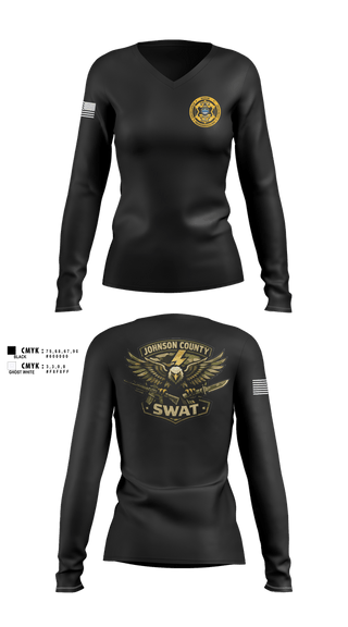 Womens Long Sleeve Vneck Shirt, SWAT, Police, Teamtime, Team time, sublimation, custom sports apparel, team uniforms, spirit wear, spiritwear, sports uniforms, custom shirts, team store, custom team store, fundraiser sports, apparel fundraiser