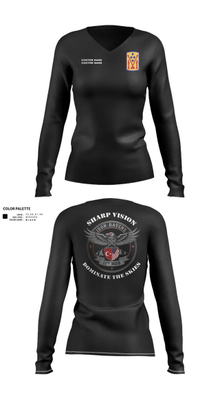 Womens Long Sleeve Vneck Shirt, 11th MDB, Army, Teamtime, Team time, sublimation, custom sports apparel, team uniforms, spirit wear, spiritwear, sports uniforms, custom shirts, team store, custom team store, fundraiser sports, apparel fundraiser