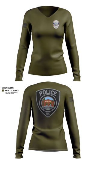 Womens Long Sleeve Vneck Shirt, Montreat Police Department, Police, Teamtime, Team time, sublimation, custom sports apparel, team uniforms, spirit wear, spiritwear, sports uniforms, custom shirts, team store, custom team store, fundraiser sports, apparel fundraiser