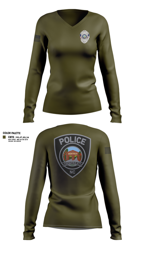 Womens Long Sleeve Vneck Shirt, Montreat Police Department, Police, Teamtime, Team time, sublimation, custom sports apparel, team uniforms, spirit wear, spiritwear, sports uniforms, custom shirts, team store, custom team store, fundraiser sports, apparel fundraiser