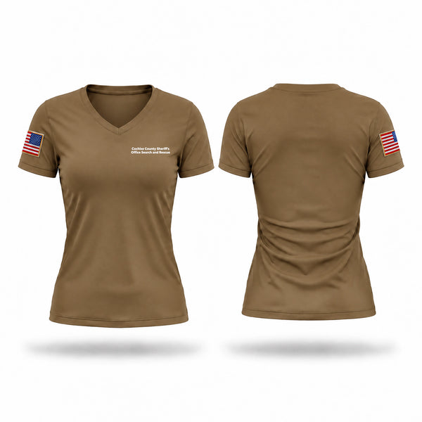 Womens Short Sleeve Vneck Shirt, Cochise County Sheriff's Office Search and Rescue, Police, Teamtime, Team time, sublimation, custom sports apparel, team uniforms, spirit wear, spiritwear, sports uniforms, custom shirts, team store, custom team store, fundraiser sports, apparel fundraiser