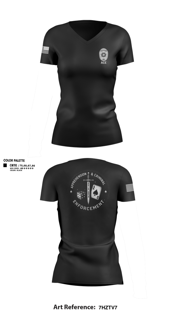 Womens Short Sleeve Vneck Shirt, ACE, Police, Teamtime, Team time, sublimation, custom sports apparel, team uniforms, spirit wear, spiritwear, sports uniforms, custom shirts, team store, custom team store, fundraiser sports, apparel fundraiser