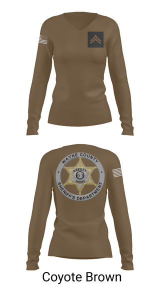 Womens Long Sleeve Vneck Shirt, Wayne County Sheriff’s Department, Police, Teamtime, Team time, sublimation, custom sports apparel, team uniforms, spirit wear, spiritwear, sports uniforms, custom shirts, team store, custom team store, fundraiser sports, apparel fundraiser