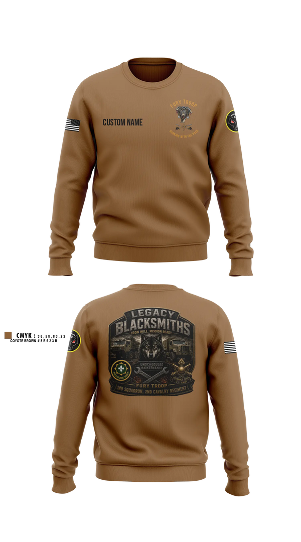 Crew Neck Sweatshirt, Legacy 3/2 Fury Troop, Army, Teamtime, Team time, sublimation, custom sports apparel, team uniforms, spirit wear, spiritwear, sports uniforms, custom shirts, team store, custom team store, fundraiser sports, apparel fundraiser