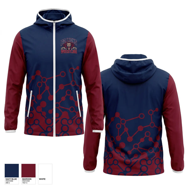 Windbreaker, B2 lions, Wrestling, Teamtime, Team time, sublimation, custom sports apparel, team uniforms, spirit wear, spiritwear, sports uniforms, custom shirts, team store, custom team store, fundraiser sports, apparel fundraiser