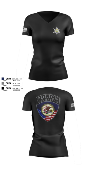 Womens Short Sleeve Vneck Shirt, Manhattan Police Department, , Teamtime, Team time, sublimation, custom sports apparel, team uniforms, spirit wear, spiritwear, sports uniforms, custom shirts, team store, custom team store, fundraiser sports, apparel fundraiser