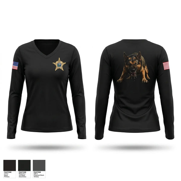 Womens Long Sleeve Vneck Shirt, Adam Squad, Police, Teamtime, Team time, sublimation, custom sports apparel, team uniforms, spirit wear, spiritwear, sports uniforms, custom shirts, team store, custom team store, fundraiser sports, apparel fundraiser