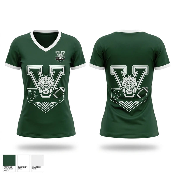 Womens Short Sleeve Vneck Shirt, Venice High School Indians, Spirit Store, Teamtime, Team time, sublimation, custom sports apparel, team uniforms, spirit wear, spiritwear, sports uniforms, custom shirts, team store, custom team store, fundraiser sports, apparel fundraiser