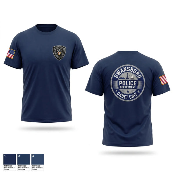 Old School Cotton Feel Shirt, Swansboro police cadets, Police, Teamtime, Team time, sublimation, custom sports apparel, team uniforms, spirit wear, spiritwear, sports uniforms, custom shirts, team store, custom team store, fundraiser sports, apparel fundraiser