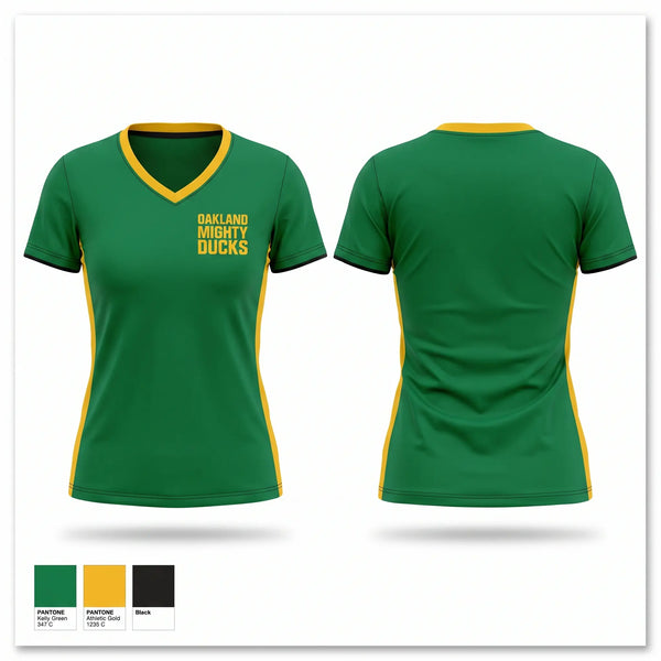Womens Short Sleeve Vneck Shirt, Oakland Mighty Ducks, , Teamtime, Team time, sublimation, custom sports apparel, team uniforms, spirit wear, spiritwear, sports uniforms, custom shirts, team store, custom team store, fundraiser sports, apparel fundraiser