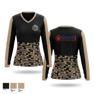 Womens Long Sleeve Vneck Shirt, Event 1 Operations, , Teamtime, Team time, sublimation, custom sports apparel, team uniforms, spirit wear, spiritwear, sports uniforms, custom shirts, team store, custom team store, fundraiser sports, apparel fundraiser