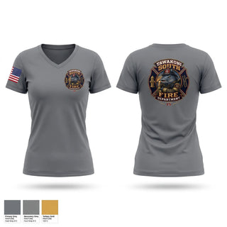 Womens Short Sleeve Vneck Shirt, Tawakoni South Volunteer Fire Department, Fire Department, Teamtime, Team time, sublimation, custom sports apparel, team uniforms, spirit wear, spiritwear, sports uniforms, custom shirts, team store, custom team store, fundraiser sports, apparel fundraiser