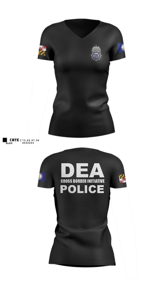 Womens Short Sleeve Vneck Shirt, DEA DC 45, Police, Teamtime, Team time, sublimation, custom sports apparel, team uniforms, spirit wear, spiritwear, sports uniforms, custom shirts, team store, custom team store, fundraiser sports, apparel fundraiser