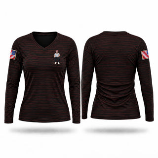 Womens Long Sleeve Vneck Shirt, Salem vol department, Fire Department, Teamtime, Team time, sublimation, custom sports apparel, team uniforms, spirit wear, spiritwear, sports uniforms, custom shirts, team store, custom team store, fundraiser sports, apparel fundraiser