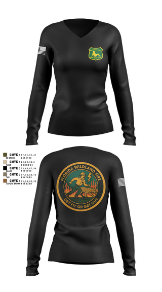 Womens Long Sleeve Vneck Shirt, Florida, , Teamtime, Team time, sublimation, custom sports apparel, team uniforms, spirit wear, spiritwear, sports uniforms, custom shirts, team store, custom team store, fundraiser sports, apparel fundraiser