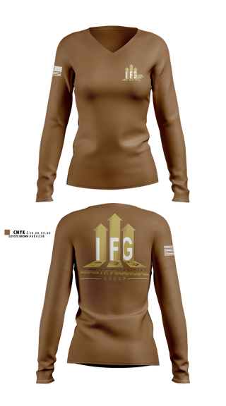 Womens Long Sleeve Vneck Shirt, Infinite Financial Group, , Teamtime, Team time, sublimation, custom sports apparel, team uniforms, spirit wear, spiritwear, sports uniforms, custom shirts, team store, custom team store, fundraiser sports, apparel fundraiser