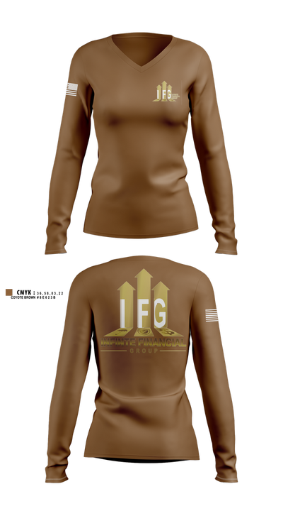Infinite Financial Group Women's Long Sleeve V-neck Shirt - 100