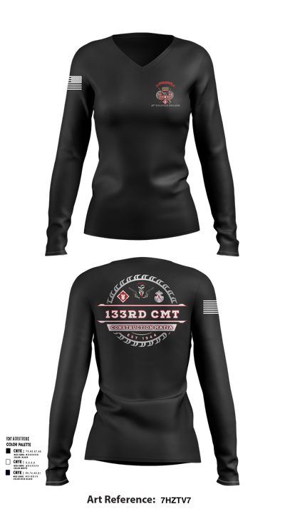 133rd Construction Management Team 6811495 Women's Long Sleeve V-neck Shirt - 102