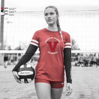 Womens Long Sleeve Vneck Shirt, Visitation Blazers Volleyball, Women's Volleyball, Teamtime, Team time, sublimation, custom sports apparel, team uniforms, spirit wear, spiritwear, sports uniforms, custom shirts, team store, custom team store, fundraiser sports, apparel fundraiser
