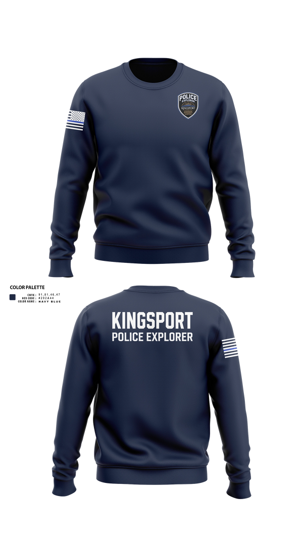 Crew Neck Sweatshirt, Kingsport Police Explorer Post, Police, Teamtime, Team time, sublimation, custom sports apparel, team uniforms, spirit wear, spiritwear, sports uniforms, custom shirts, team store, custom team store, fundraiser sports, apparel fundraiser