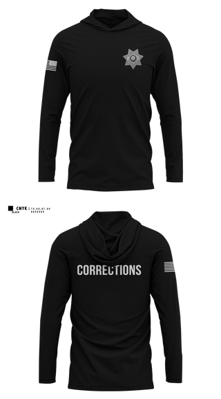 Long Sleeve Hooded Sun Shirt, Orleans County Corrections, Police, Teamtime, Team time, sublimation, custom sports apparel, team uniforms, spirit wear, spiritwear, sports uniforms, custom shirts, team store, custom team store, fundraiser sports, apparel fundraiser