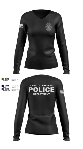 Womens Long Sleeve Vneck Shirt, Capitol Heights Police Dept., Police, Teamtime, Team time, sublimation, custom sports apparel, team uniforms, spirit wear, spiritwear, sports uniforms, custom shirts, team store, custom team store, fundraiser sports, apparel fundraiser