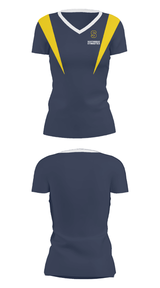 Women's Short Sleeve Vneck Shirt, Southridge High School Gymnastics, Spirit Store, Teamtime, Team time, sublimation, custom sports apparel, team uniforms, spirit wear, spiritwear, sports uniforms, custom shirts, team store, custom team store, fundraiser sports, apparel fundraiser