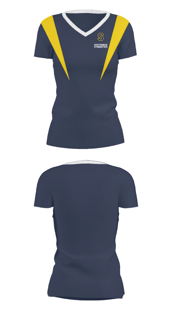 Women's Short Sleeve Vneck Shirt, Southridge High School Gymnastics, Spirit Store, Teamtime, Team time, sublimation, custom sports apparel, team uniforms, spirit wear, spiritwear, sports uniforms, custom shirts, team store, custom team store, fundraiser sports, apparel fundraiser