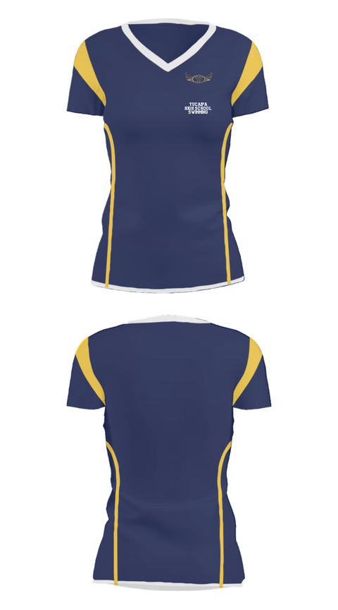 Women's Short Sleeve Vneck Shirt, Yucaipa High School Swimming, Swimming, Teamtime, Team time, sublimation, custom sports apparel, team uniforms, spirit wear, spiritwear, sports uniforms, custom shirts, team store, custom team store, fundraiser sports, apparel fundraiser