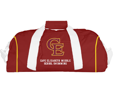 Duffle Bag, Cape Elizabeth Middle School Swimming, Swimming, Teamtime, Team time, sublimation, custom sports apparel, team uniforms, spirit wear, spiritwear, sports uniforms, custom shirts, team store, custom team store, fundraiser sports, apparel fundraiser