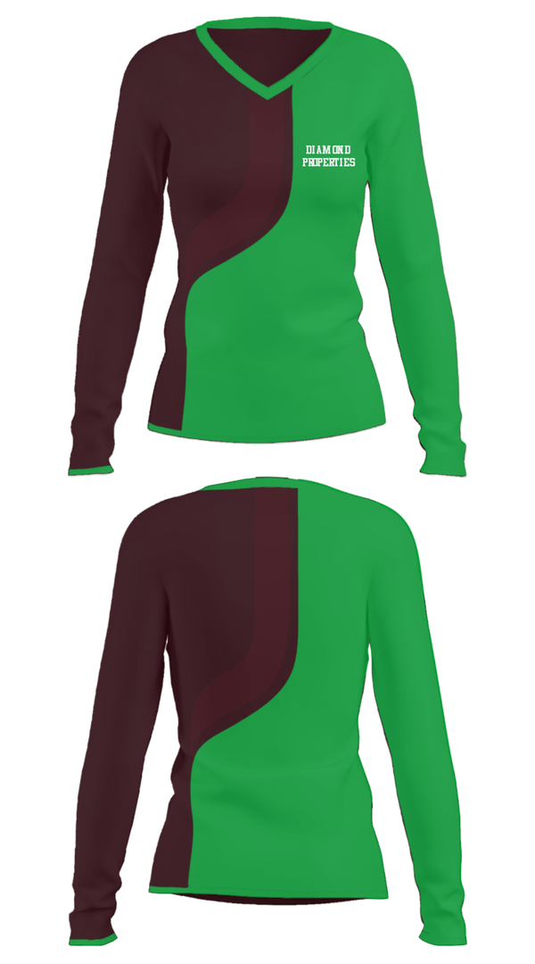 Women's Long Sleeve Vneck Shirt, Diamond Properties, Men's Basketball, Teamtime, Team time, sublimation, custom sports apparel, team uniforms, spirit wear, spiritwear, sports uniforms, custom shirts, team store, custom team store, fundraiser sports, apparel fundraiser