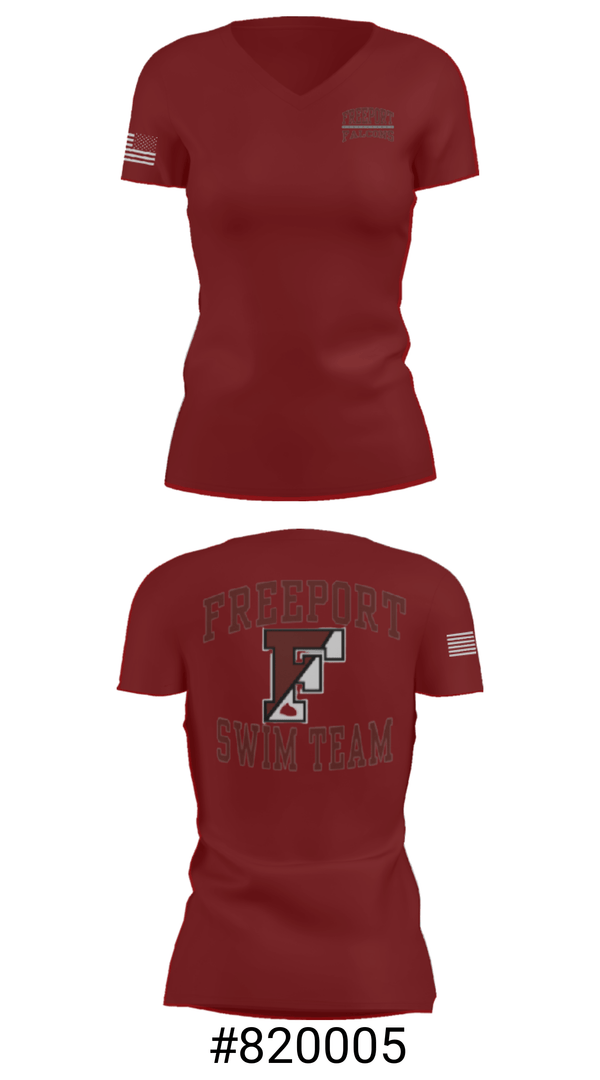 Women's Short Sleeve Vneck Shirt, Freeport High School, Swimming, Teamtime, Team time, sublimation, custom sports apparel, team uniforms, spirit wear, spiritwear, sports uniforms, custom shirts, team store, custom team store, fundraiser sports, apparel fundraiser