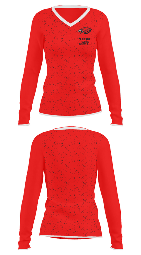 Women's Long Sleeve Vneck Shirt, Rusk High School Basketball, Women's Basketball, Teamtime, Team time, sublimation, custom sports apparel, team uniforms, spirit wear, spiritwear, sports uniforms, custom shirts, team store, custom team store, fundraiser sports, apparel fundraiser