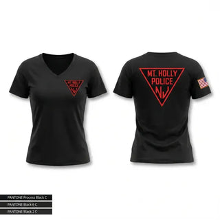 Womens Short Sleeve Vneck Shirt, Mount Holly Police, Police, Teamtime, Team time, sublimation, custom sports apparel, team uniforms, spirit wear, spiritwear, sports uniforms, custom shirts, team store, custom team store, fundraiser sports, apparel fundraiser