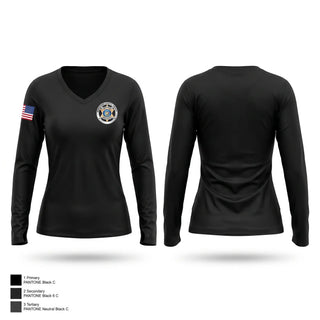 Womens Long Sleeve Vneck Shirt, Marathon County Sheriff, Police, Teamtime, Team time, sublimation, custom sports apparel, team uniforms, spirit wear, spiritwear, sports uniforms, custom shirts, team store, custom team store, fundraiser sports, apparel fundraiser
