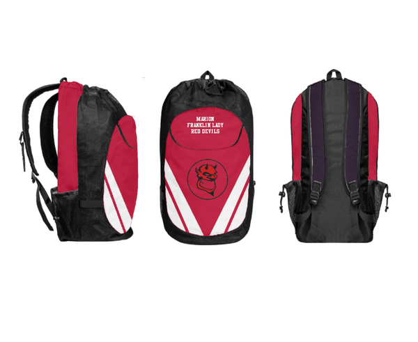 Gear Bag, Marion Franklin lady Red Devils, Women's Basketball, Teamtime, Team time, sublimation, custom sports apparel, team uniforms, spirit wear, spiritwear, sports uniforms, custom shirts, team store, custom team store, fundraiser sports, apparel fundraiser