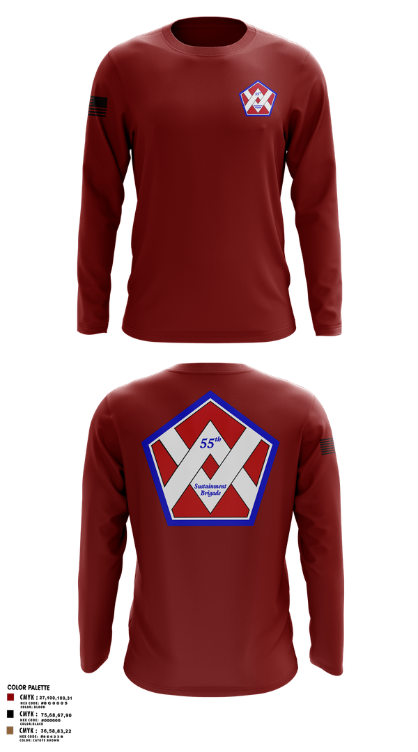 Long Sleeve Performance Shirt, 55th Sustainment Brigade, , Teamtime, Team time, sublimation, custom sports apparel, team uniforms, spirit wear, spiritwear, sports uniforms, custom shirts, team store, custom team store, fundraiser sports, apparel fundraiser