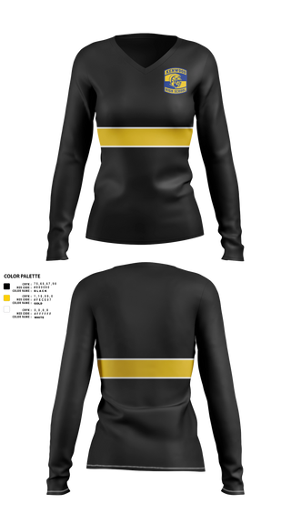 Womens Long Sleeve Vneck Shirt, The Black Knights, , Teamtime, Team time, sublimation, custom sports apparel, team uniforms, spirit wear, spiritwear, sports uniforms, custom shirts, team store, custom team store, fundraiser sports, apparel fundraiser