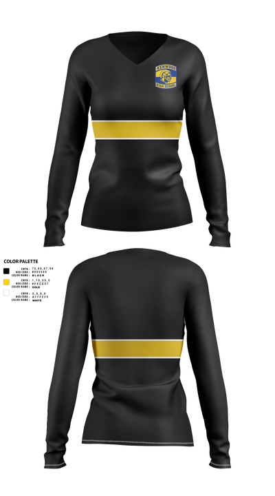 The Black Knights 53401039 Women's Long Sleeve V-neck Shirt - 21