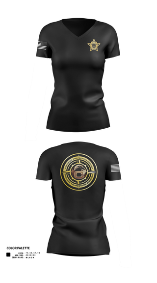 Womens Short Sleeve Vneck Shirt, Certified Protection Agency, Navy, Teamtime, Team time, sublimation, custom sports apparel, team uniforms, spirit wear, spiritwear, sports uniforms, custom shirts, team store, custom team store, fundraiser sports, apparel fundraiser