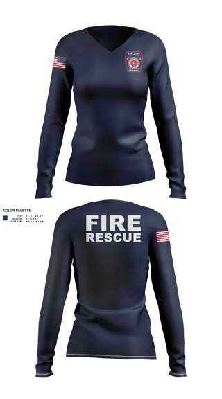 Womens Long Sleeve Vneck Shirt, East Knox Fire, Fire Department, Teamtime, Team time, sublimation, custom sports apparel, team uniforms, spirit wear, spiritwear, sports uniforms, custom shirts, team store, custom team store, fundraiser sports, apparel fundraiser