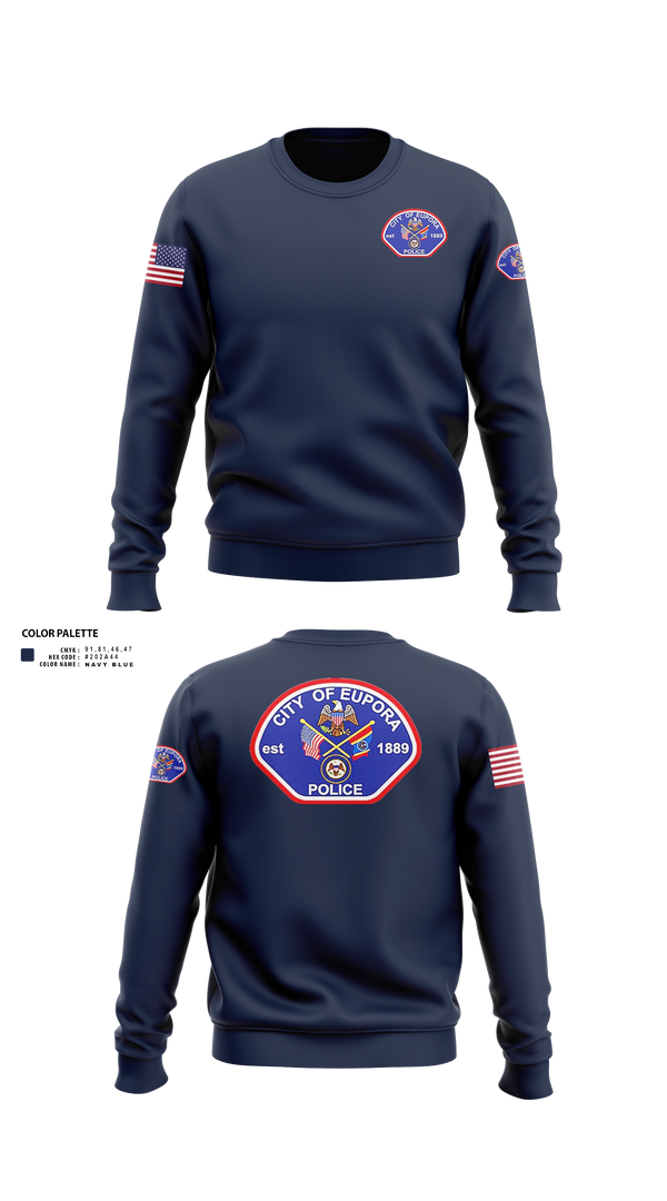 Crew Neck Sweatshirt, EUPORA POLICE DEPARTMENT, Police, Teamtime, Team time, sublimation, custom sports apparel, team uniforms, spirit wear, spiritwear, sports uniforms, custom shirts, team store, custom team store, fundraiser sports, apparel fundraiser