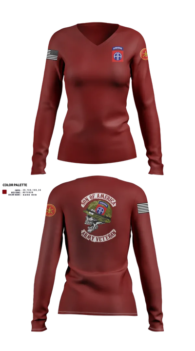 82d ABN DIV 72745716 Women's Long Sleeve V-neck Shirt - 101