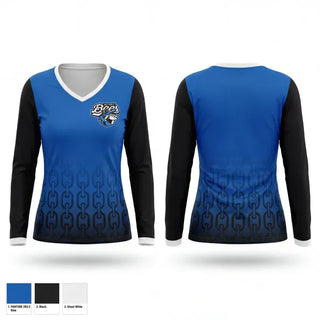 Womens Long Sleeve Vneck Shirt, Detroit Bees, Softball, Teamtime, Team time, sublimation, custom sports apparel, team uniforms, spirit wear, spiritwear, sports uniforms, custom shirts, team store, custom team store, fundraiser sports, apparel fundraiser