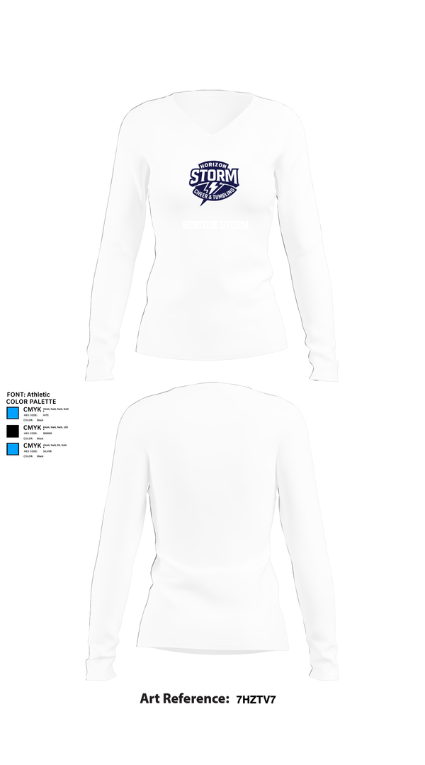 Womens Long Sleeve Vneck Shirt, Horizon Storm, Cheer, Teamtime, Team time, sublimation, custom sports apparel, team uniforms, spirit wear, spiritwear, sports uniforms, custom shirts, team store, custom team store, fundraiser sports, apparel fundraiser