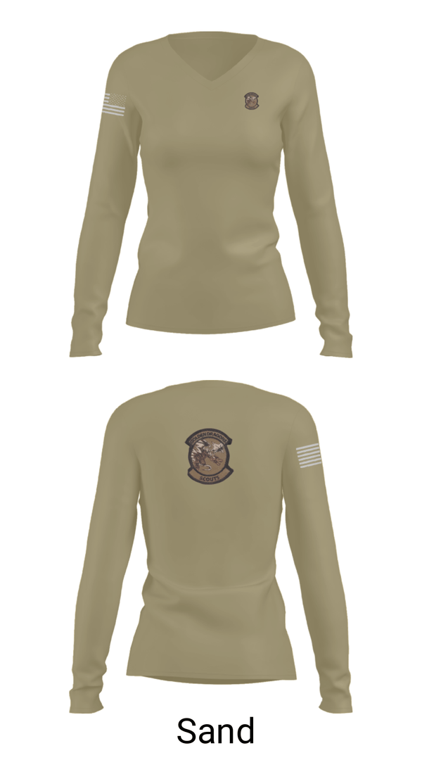 Women's Long Sleeve Vneck Shirt, , Army, Teamtime, Team time, sublimation, custom sports apparel, team uniforms, spirit wear, spiritwear, sports uniforms, custom shirts, team store, custom team store, fundraiser sports, apparel fundraiser