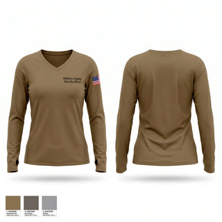 Womens Long Sleeve Vneck Shirt, Mellette County Sheriff’s Office, Police, Teamtime, Team time, sublimation, custom sports apparel, team uniforms, spirit wear, spiritwear, sports uniforms, custom shirts, team store, custom team store, fundraiser sports, apparel fundraiser
