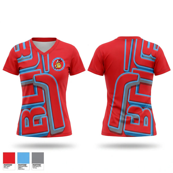 Womens Short Sleeve Vneck Shirt, Warriors, Softball, Teamtime, Team time, sublimation, custom sports apparel, team uniforms, spirit wear, spiritwear, sports uniforms, custom shirts, team store, custom team store, fundraiser sports, apparel fundraiser